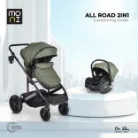 ALL ROAD babakocsi szett 2in1 átalakítható,  autós hordozóval SZÜRKE
