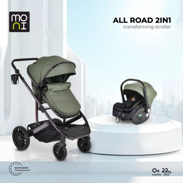 ALL ROAD babakocsi szett 2in1 átalakítható,  autós hordozóval SZÜRKE