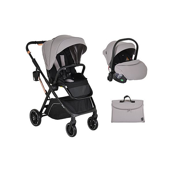 BINGO babakocsi  SZETT újszülött kortól 22kg-ig 2in1 sport+váz+hordozó STEEL EZÜSTSZÜRKE