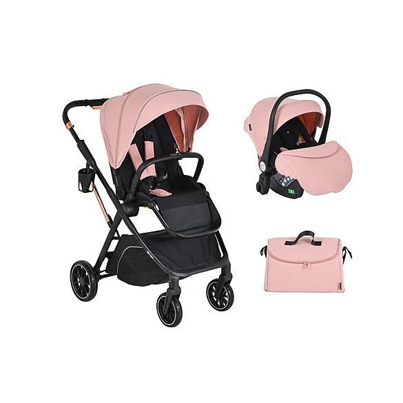 BINGO babakocsi  SZETT újszülött kortól 22kg-ig 2in1 sport+váz+hordozó PINK