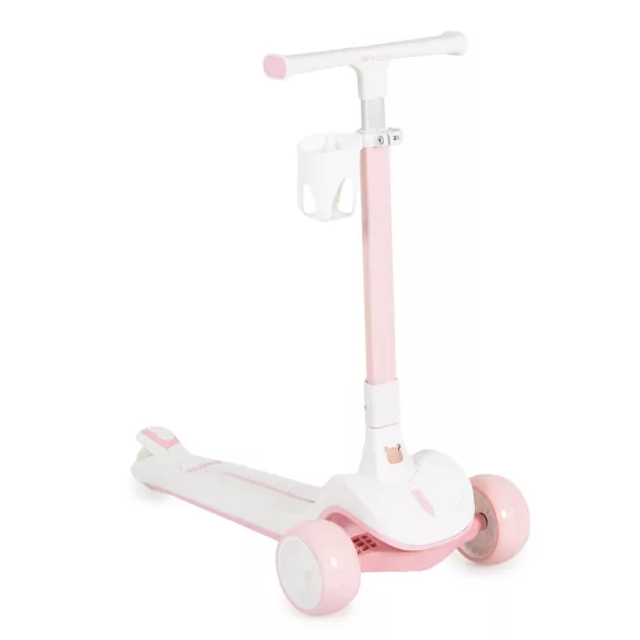 AERO roller, összecsukható, 50kg-ig, 3 kerekű, váza fehér/RÓZSASZÍN