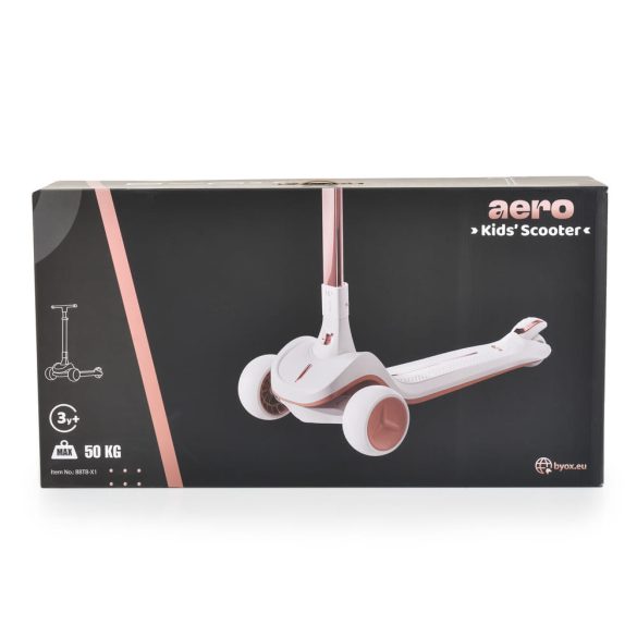 AERO roller, összecsukható, 50kg-ig, 3 kerekű, váza fehér/RÓZSASZÍN