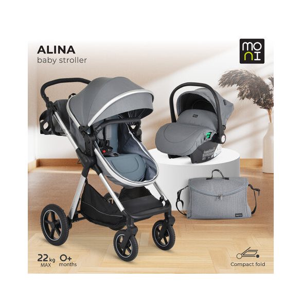 ALINA 2IN1 babakocsi SZETT átalakítható babakocsi+autós hordozó TITANIUM SZÜRKE
