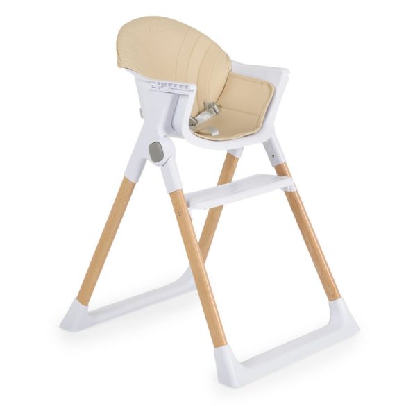 ALMOND etetőszék bőr ülés fa lábakkal BÉZS