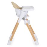 ALMOND etetőszék bőr ülés fa lábakkal BÉZS