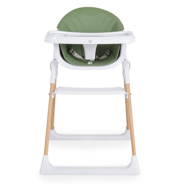 ALMOND etetőszék bőr ülés fa lábakkal ZÖLD