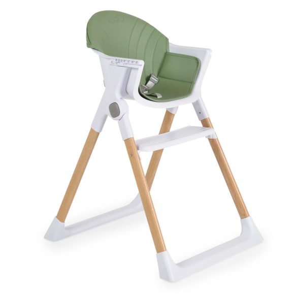 ALMOND etetőszék bőr ülés fa lábakkal ZÖLD