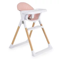 ALMOND etetőszék bőr ülés fa lábakkal PINK