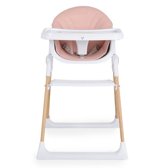 ALMOND etetőszék bőr ülés fa lábakkal PINK