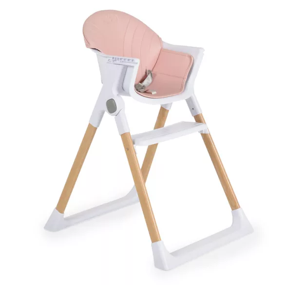 ALMOND etetőszék bőr ülés fa lábakkal PINK