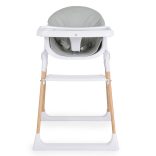 ALMOND etetőszék bőr ülés fa lábakkal SZÜRKE