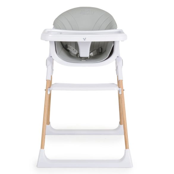 ALMOND etetőszék bőr ülés fa lábakkal SZÜRKE