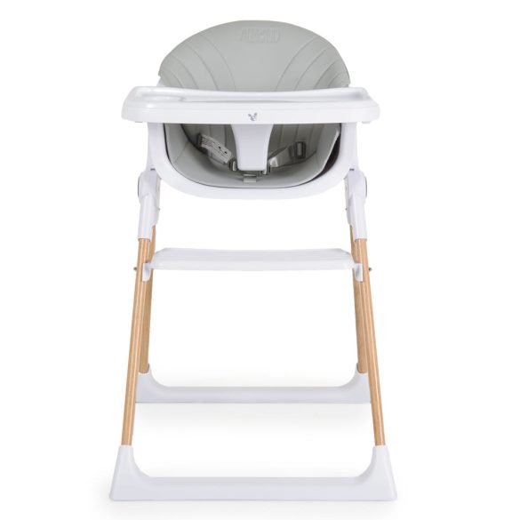 ALMOND etetőszék bőr ülés fa lábakkal SZÜRKE