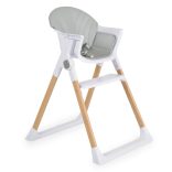 ALMOND etetőszék bőr ülés fa lábakkal SZÜRKE