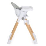 ALMOND etetőszék bőr ülés fa lábakkal SZÜRKE