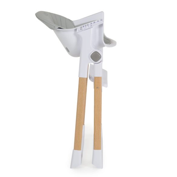 ALMOND etetőszék bőr ülés fa lábakkal SZÜRKE