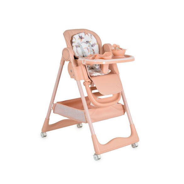 SURPRISE etetőszék szilikon tányérral, evőeszközzel, előkével PINK