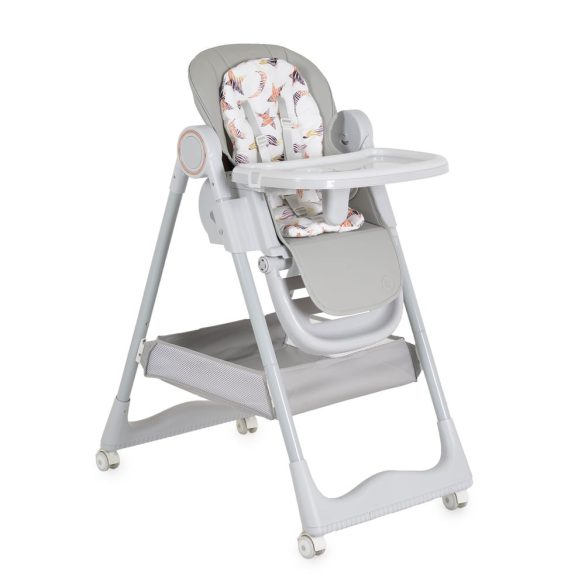 SURPRISE etetőszék szilikon tányérral, evőeszközzel, előkével SZÜRKE