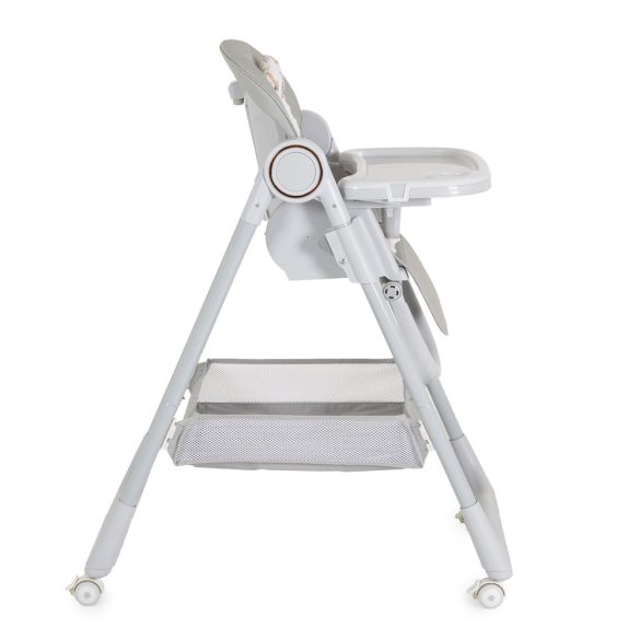 SURPRISE etetőszék szilikon tányérral, evőeszközzel, előkével SZÜRKE