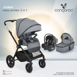 JOKER babakocsi szett 3in1 SZÜRKE