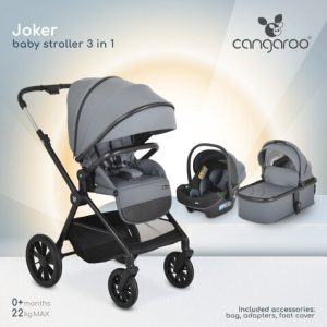 JOKER babakocsi szett 3in1 SZÜRKE