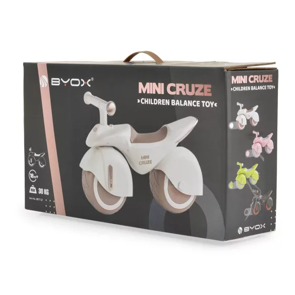 MINI CRUZE futóbicikli, ráülős járgány, kismotor, zenélő, óriás kerekekkel FEHÉR