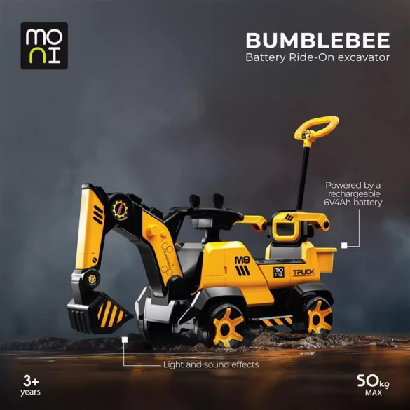 BUMBLEBEE ráülős akkus vezethető kotrógép 50kg-ig SÁRGA/FEKETE