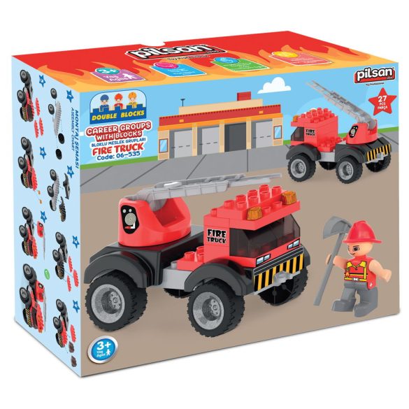PILSAN építőjáték kis készlet TŰZOLTÓ PIROS
