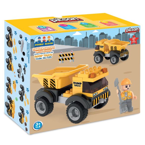 PILSAN építőjáték kis készlet DÖMPER SÁRGA