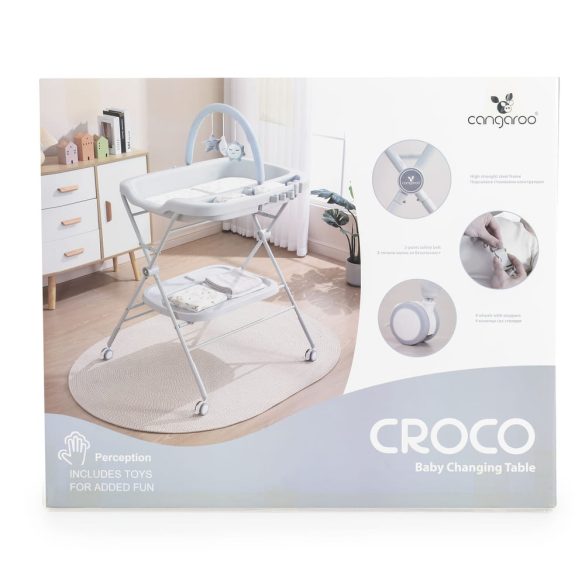 CROCO multifunkciós, összecsukható pelenkázó asztal RÓZSA