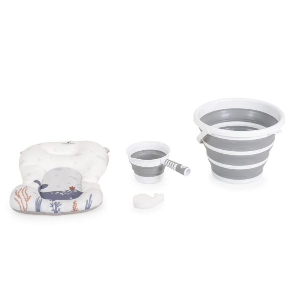 BALENA összecsukható kád vödrökkel, párnával kiegészítőkkel SZÜRKE