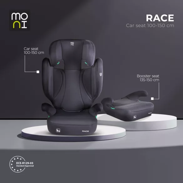 RACE autós ülés 100-150 cm ülésmagasítóvá alakítható FEKETE