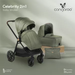 CELEBRITY  multifunkciós 2 részes 2IN1 babakocsi szett ZÖLD