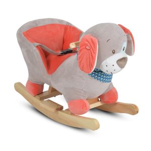 HINTÁZÓ kutyus plüss, zenélő, OLLIE  SZÜRKE/PIROS