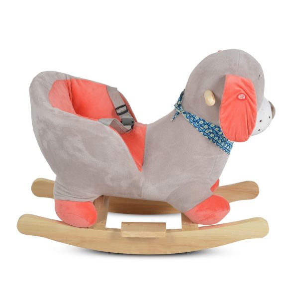 HINTÁZÓ kutyus plüss, zenélő, OLLIE  SZÜRKE/PIROS