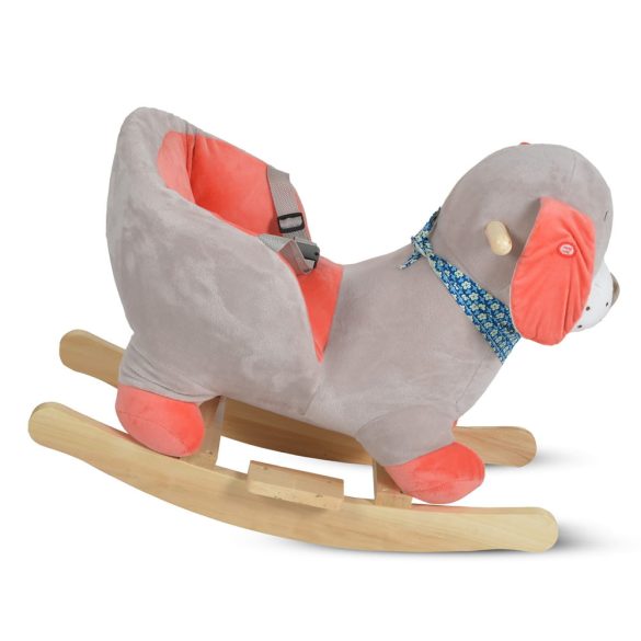 HINTÁZÓ kutyus plüss, zenélő, OLLIE  SZÜRKE/PIROS