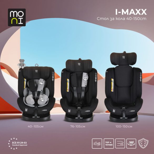 i-MAXX autós ülés,  isofix, forgatható, 2 plüss+párna 40-150cm SZÜRKE