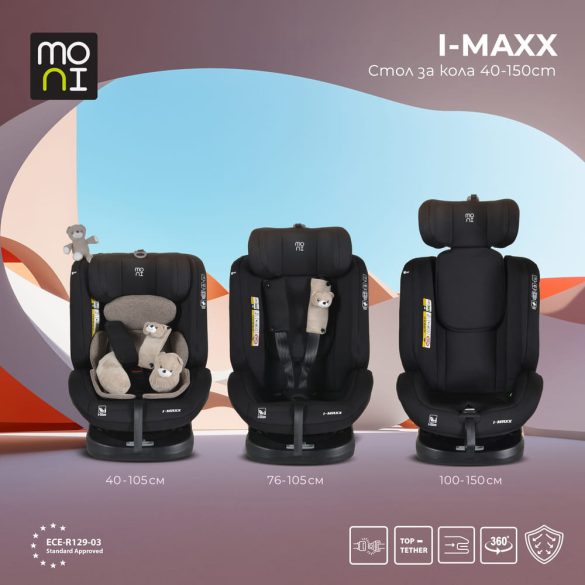 i-MAXX autós ülés,  isofix, forgatható, 2 plüss+párna 40-150cm BÉZS
