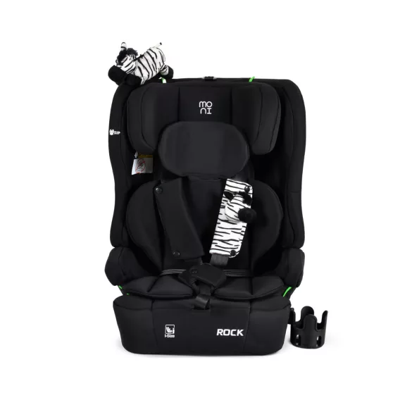 ROCK autós ülés 76-150cm, 2játékkal, pohártartó, belső öv, isofix nélkül FEKETE