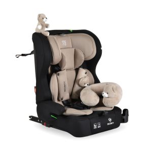 SECURITY autós ülés belső övvel, isofix, ajándék 2plüss+párna 76-150cm BÉZS