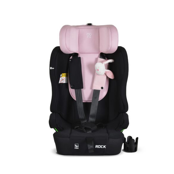 ROCK autós ülés 76-150cm, 2játékkal, pohártartó, belső öv, isofix nélkül PINK