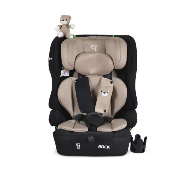 ROCK autós ülés 76-150cm, 2játékkal, pohártartó, belső öv, isofix nélkül BÉZS