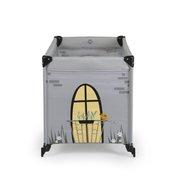 PLAYHOUSE összecsukható házikó utazóágy, tetővel, kibújóval SZÜRKE