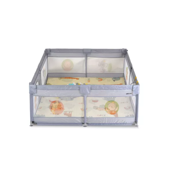 GAMEZONE járóka  összecsukható szőnyeggel, 60 labdával 120x120 SZÜRKE