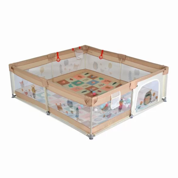 GAMEZONE  járóka összecsukható szőnyeggel, 60 labdával 180x200 BÉZS