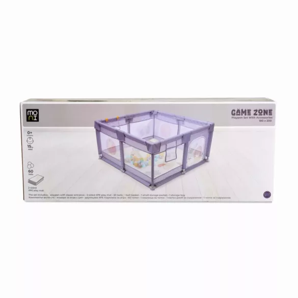 GAMEZONE  járóka összecsukható szőnyeggel, 60 labdával 180x200 BÉZS
