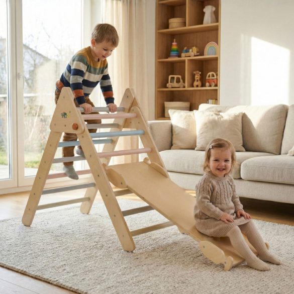 PIKLER fa mászóka 3in1 rámpával, létrával, híddal