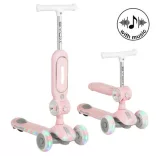 STREETPRO roller 2in1 üléssel, zenél, 30kg-ig PINK