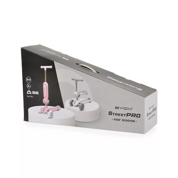 STREETPRO roller 2in1 üléssel, zenél, 30kg-ig PINK