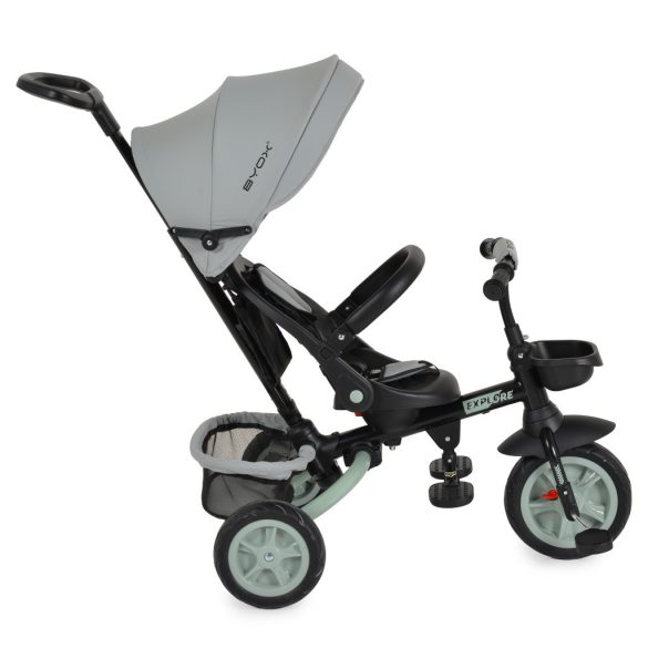 EXPLORE tricikli összecsukható tolókaros ZÖLD